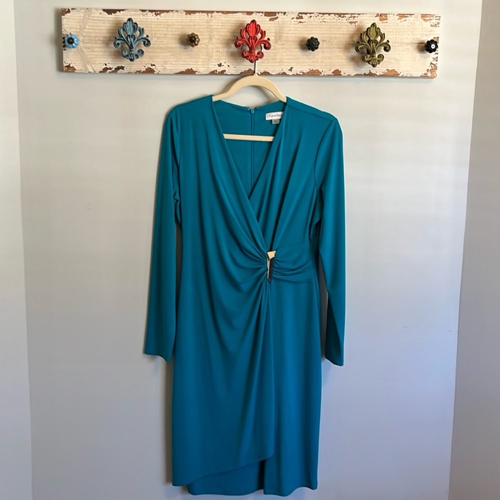 Calvin Klein pho, faux wrap dress, size 12